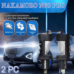2 Pcs Set Nakamoro N60 Pro Mini Dual Color Motorcycle LED H4 Headlight Projector Lens