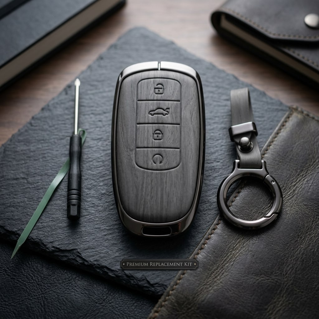Omoda 5 Elite Series Metallic Car Key Case Luxury Zinc Alloy Protection Case(Grey)