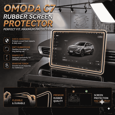 Omoda C7 Display Screen Silicone Rubber Protection LCD Edges Protector (Black)