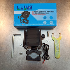 HJG Heavy Duty 360 Bike Metal Mobile Holder With Charging 2A Port In Premium Quality