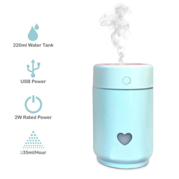 CHIGO Portable Mini Humidifier, USB Humidifier With Colorful Lights Quiet Cool Mist Humidifier For Car ,Bedroom And Office