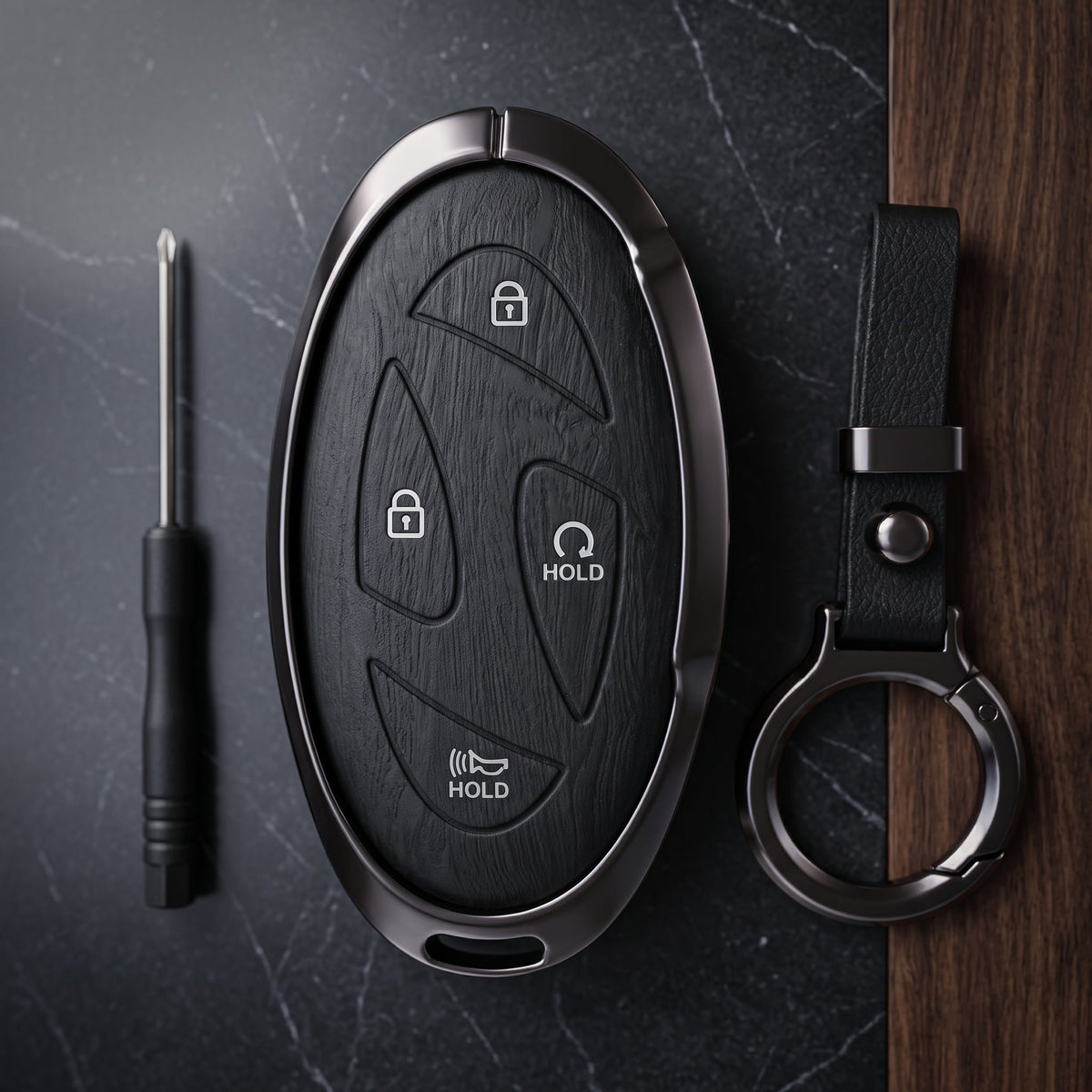 Elantra New Elite Series Metallic Car Key Case Luxury Zinc Alloy Protection Case(Black)