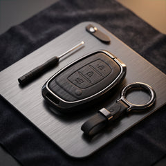 Elantra Old Elite Series Metallic Car Key Case Luxury Zinc Alloy Protection Case(Black)