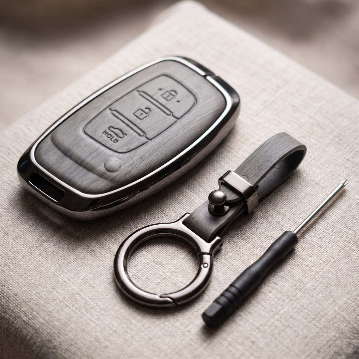 Elantra Old Elite Series Metallic Car Key Case Luxury Zinc Alloy Protection Case(Grey)