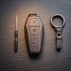 BYD Atto 2 Elite Series Metallic Car Key Case Luxury Zinc Alloy Protection Case(Grey)