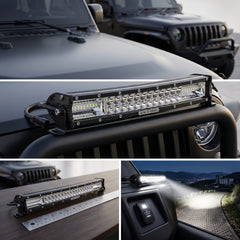 Dual Color Bar Light Tri-Row Slim 12 Inch 120 Watt