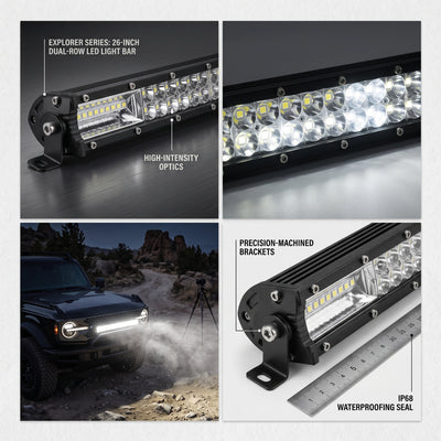Dual Color Bar Light Tri-Row Slim 26 Inch 240 Watt