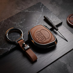 Suzuki Cultus New Elite Series Metallic Car Key Case Luxury Zinc Alloy Protection Case(Brown)