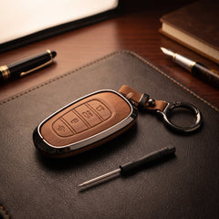 Sonata 2021-2024 Model Elite Series Metallic Car Key Case Luxury Zinc Alloy Protection Case(Brown)