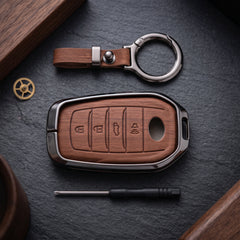 Fortuner 4 Button Elite Series Metallic Car Key Case Luxury Zinc Alloy Protection Case(Brown)