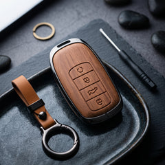 Jaecoo J7 Elite Series Metallic Car Key Case Luxury Zinc Alloy Protection Case(Brown)