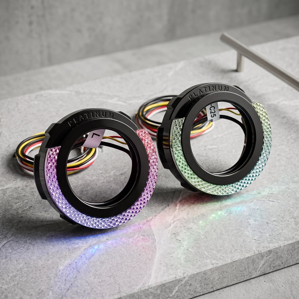Universal Angel Eye Crystal Shroud Ring 2.5 Inch APP Control RGB LED for Car Headlight In Premium Quality 2 Pcs Set