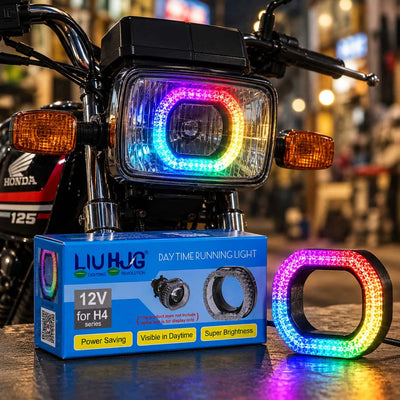 RGB Crystal LED Angel Eyes Retrofit DRL APP Control for Bike Headlight Mini