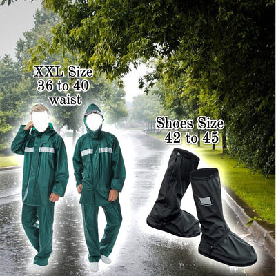 Bundle of Rain Suit & Rain Shoes Waterproof Shoes Cover with Rain Suit