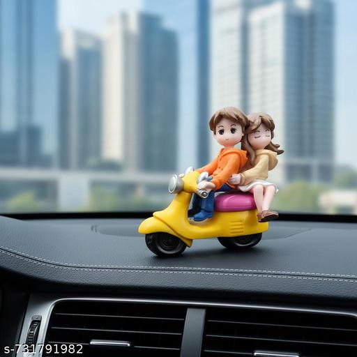 Universal Cute Romantic Couple Sitting On The Scooter Character Decoration Accessories For Car