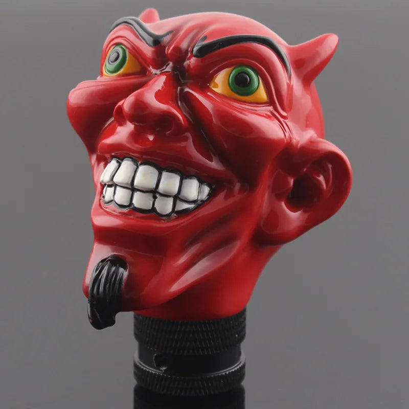 Universal Red Horn Evil Devil Head Skull Shift Gear Knob Car Shifter Lever Most Manual Automotive Vehicles