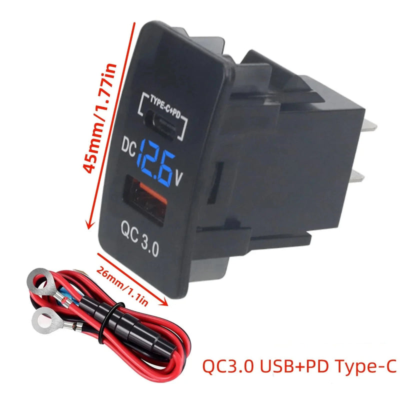 Universal Car In-Dash Charger Socket QC3.0 USB + PD3.0 Type-C Fast Charging for Old Honda 1 Pc