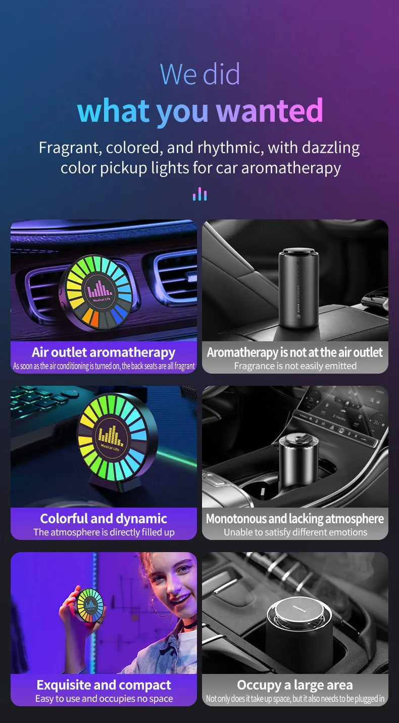 Universal Car round sound-activated RGB rhythm light car audio beat in-car music round atmosphere light