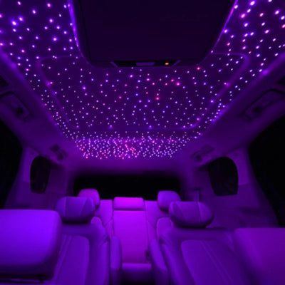 Liuhawk Double Head Fiber Optic 9.5ft Starlight Headliner Kit 600 pcs 0.75mm & 900 Pcs 0.5mm with 100 pcs 1mm Meter Shooting Star, Sound Activated Remote APP Control CAR And HOME Roof Decor