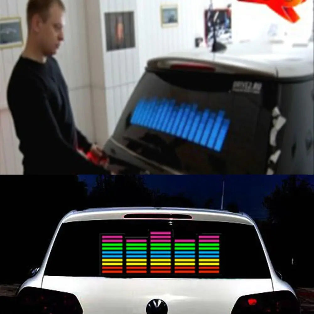 Led Windows Sticker Equalizer Rhythm LED Car Window Sticker Windshield Electric Safety Dec ...