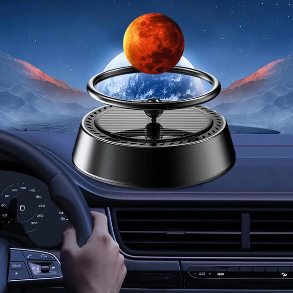Universal Car Perfume Air Fresheners Solar Powered Rotating Planet Purifier, Galaxy Interstellar Ball for Interior Autorotation 1 Pc(Red)