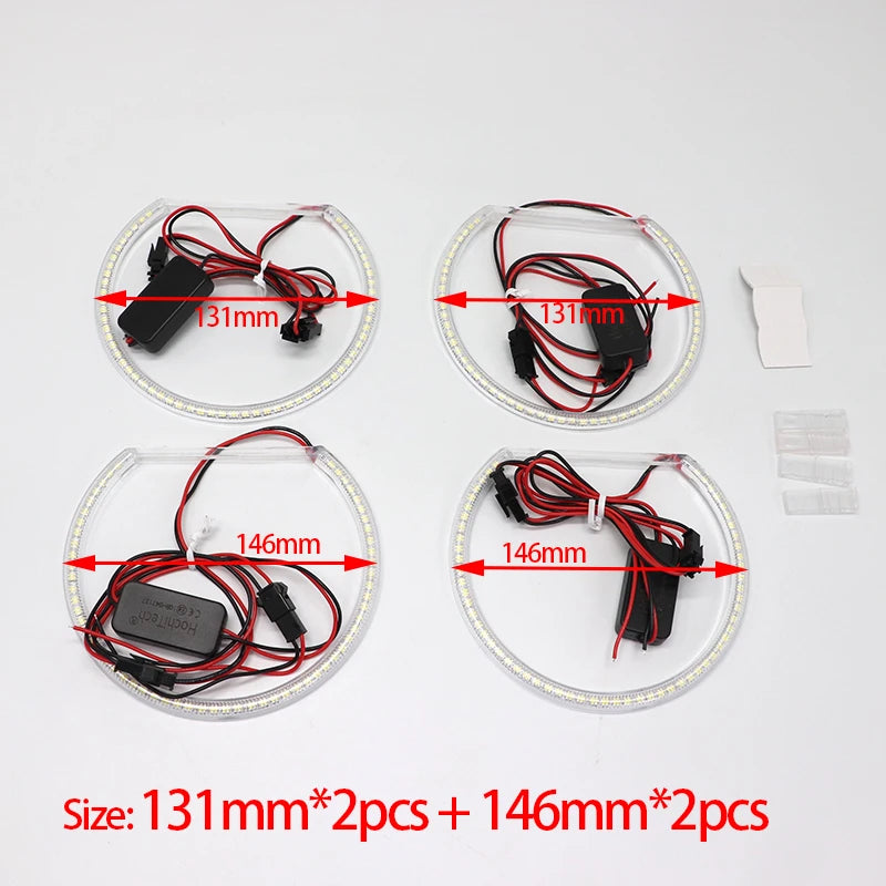 Led Angel Eye Rings Universal Square LED Angel Eyes Rings Lights Super Bright Headlight An