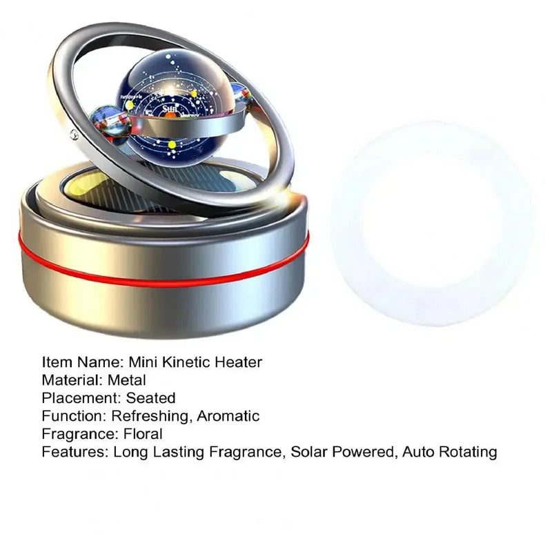 Universal Solar Power Car Perfume Air Freshener 360° Rotating Car Perfume Solar Energy Fragrance Car 1 Pc(Silver)