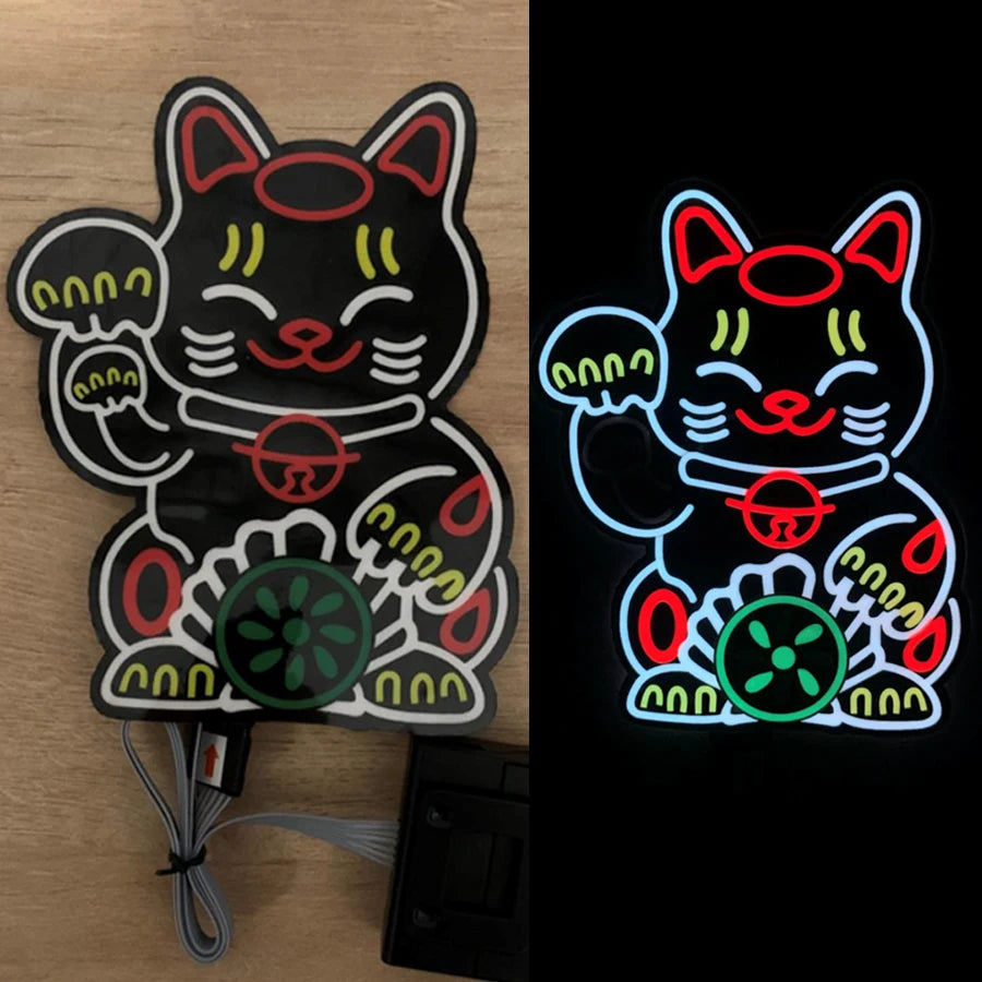 RICH CAT LED Car Window Sticker Windshield Electric Safety Decal Decoration Sticker Auto 1 Pc