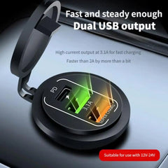 Universal USB Type C 3.1 PD Charge Fast Charger Type C+ 2 USB Car Charger Socket 12V-24V for Car