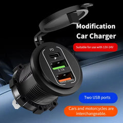 Universal USB Type C 3.1 PD Charge Fast Charger Type C+ 2 USB Car Charger Socket 12V-24V for Car