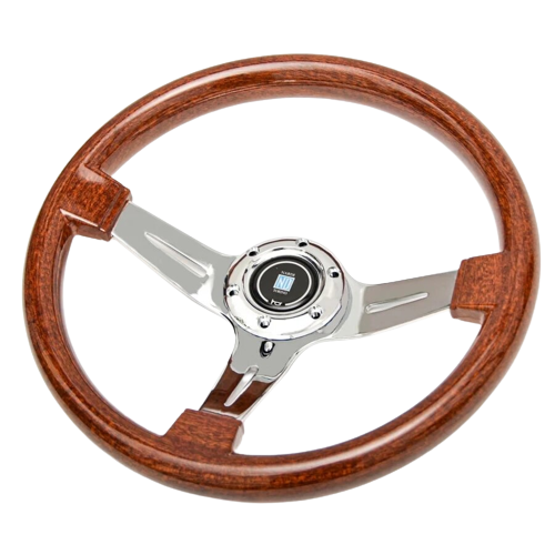 Universal Vintage Style Classic Steering Wheel Wood with Polished Sports Steering Wheel