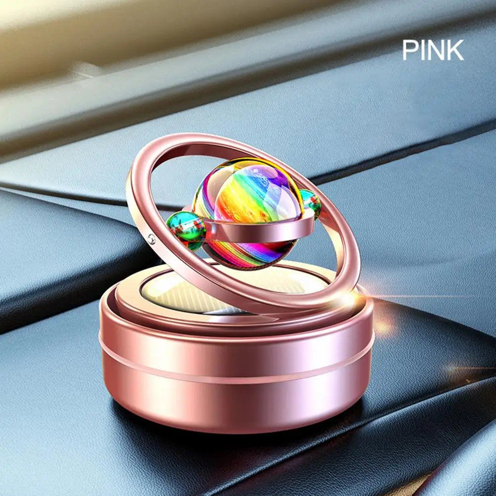 Universal Solar Power Car Perfume Air Freshener 360° Rotating Car Perfume Solar Energy Fragrance Car 1 Pc(Pink)