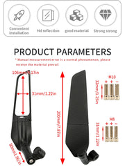Universal Rearview Mirror Spoiler 90° Rotating Adjustable Side Mirrors Modified Wind Swivel Wing 2Pc