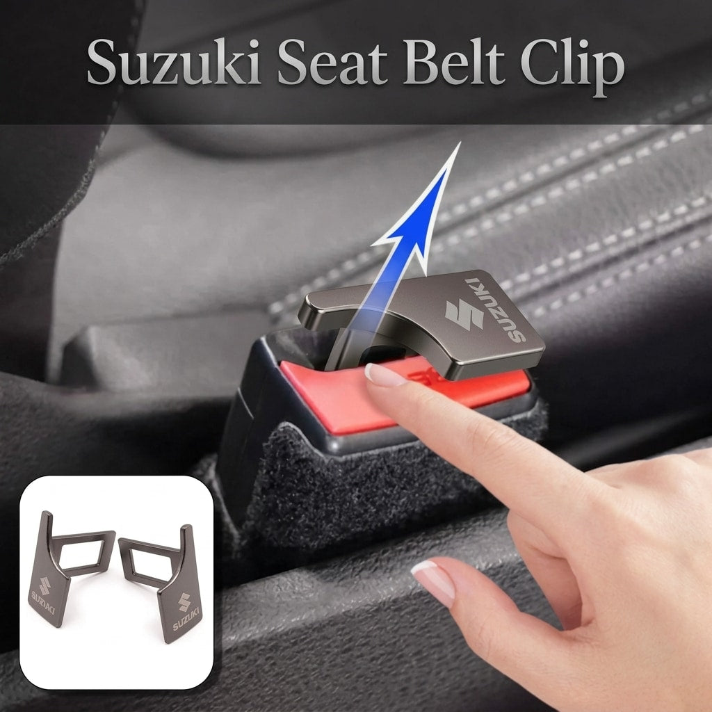 Suzuki Logo Metal Seat Belt Clip Metallic Grey 2 Pcs Set