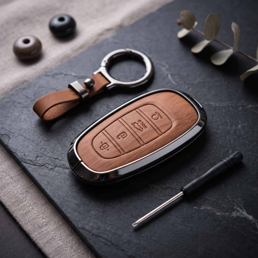 Santa Fe Elite Series Metallic Car Key Case Luxury Zinc Alloy Protection Case(Brown)