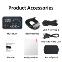 1 Pc Universal M24 OBD2+GPS Head Up Display HUD Gauge Car Digital Speedometer RPM Water Temperature Voltage