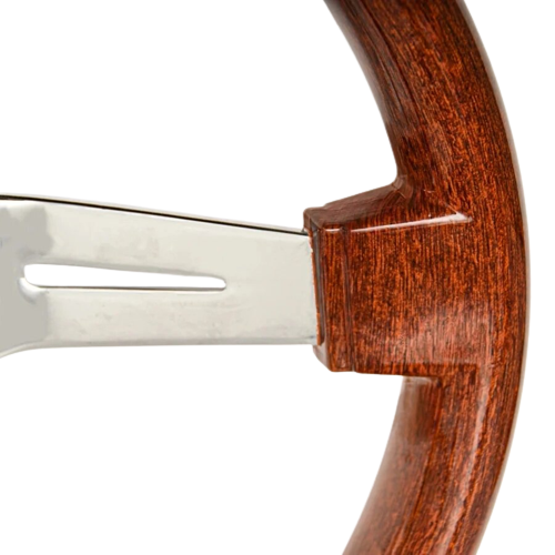Universal Vintage Style Classic Steering Wheel Wood with Polished Sports Steering Wheel