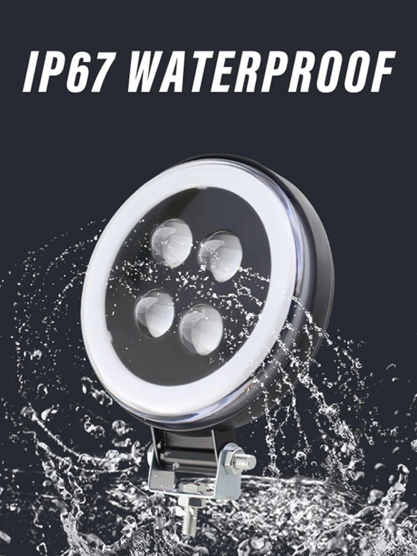 Universal LED Round Bar Light Angel Eye Function Auxiliary Fog Spotlig ...