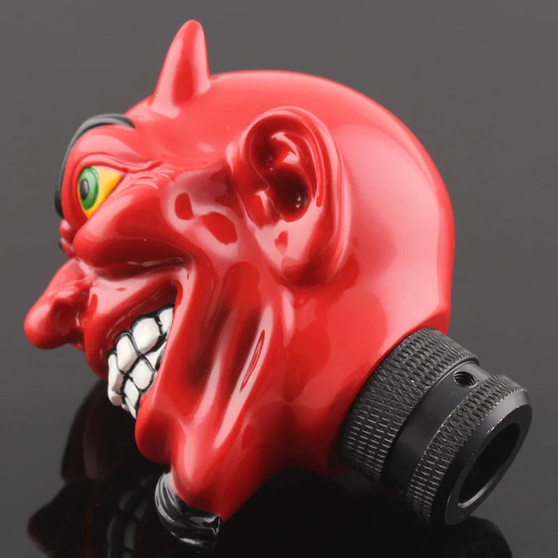 Universal Red Horn Evil Devil Head Skull Shift Gear Knob Car Shifter Lever Most Manual Automotive Vehicles