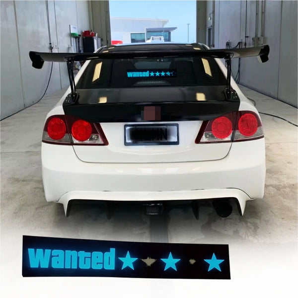 WANTED LED Car Window Sticker Windshield Electric Safety Decal Decoration Sticker Auto 1 Pc(BLUE)