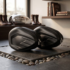 Motorcycle Side Saddle Bags Aerodynamic Molded Hard Shell & Expandable