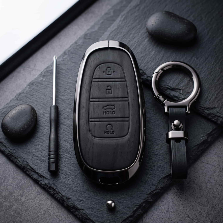 Sonata 2021-2024 Model Elite Series Metallic Car Key Case Luxury Zinc Alloy Protection Case(Black)