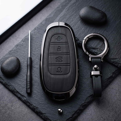 Sonata 2021-2024 Model Elite Series Metallic Car Key Case Luxury Zinc Alloy Protection Case(Black)