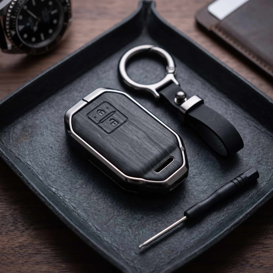 Suzuki Fronx 2026 Model Elite Series Metallic Car Key Case Luxury Zinc Alloy Protection Case(Black)