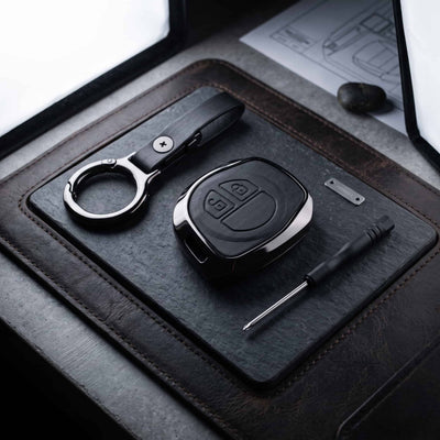 Suzuki Wagon R Elite Series Metallic Car Key Case Luxury Zinc Alloy Protection Case(Black)