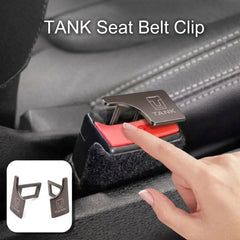 Tank Logo Metal Seat Belt Clip Metallic Grey 2 Pcs Set