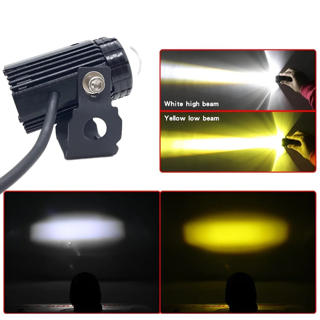 TFMOTO Mini Driving Fog Light Dual Color In Metal Body With Switch 1 Pc