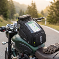 Motorcycle Tank Bag Compact Magnetic And Strap-On Tank Pack With Transparent Mobile Pocket