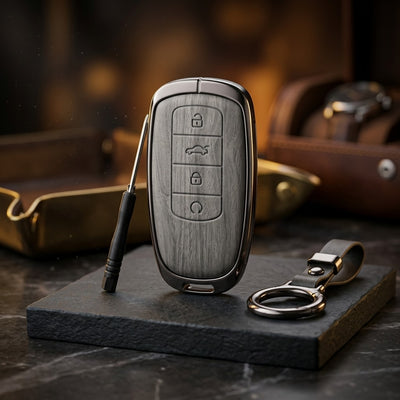 Tiggo 7 Elite Series Metallic Car Key Case Luxury Zinc Alloy Protection Case(Grey)