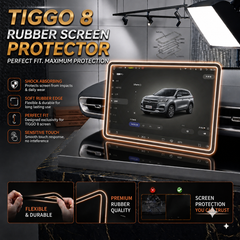Tiggo 8 Display Screen Silicone Rubber Protection LCD Edges Protector (Black)